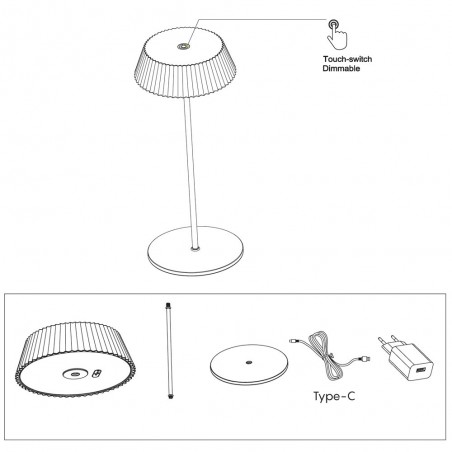 Lámpara de mesa LED recargable Relax Dimmable (2W)