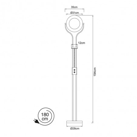 Lámpara de pie con lector LED Garona (20+5W)