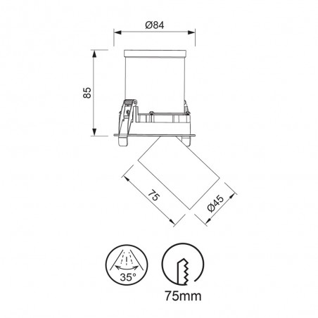 Foco de techo empotrable LED Garda (7W - 3000ºK)