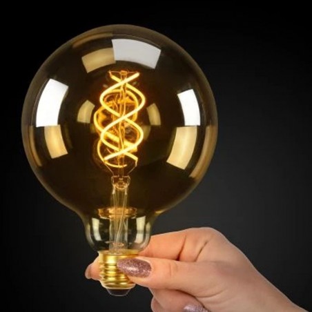 Bombilla filamentos LED E27 Ámbar G125 (5W)