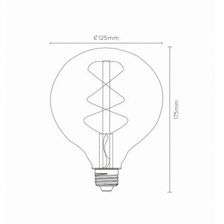 Bombilla filamentos LED E27 Ámbar G125 (5W)