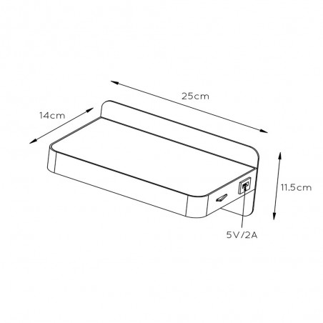 LED Wall Lamp with shelf & USB Atkin (6W)