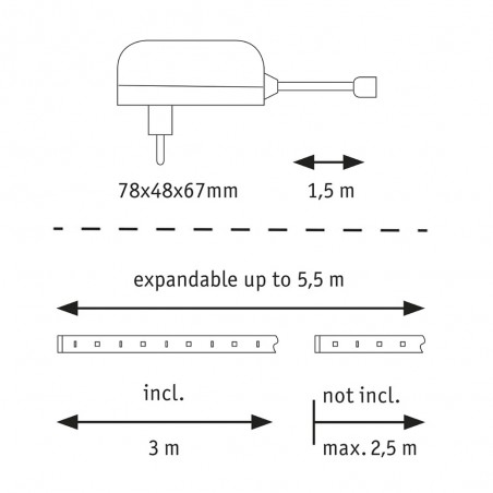 LED-Streifen 3 Meter MaxLED Basic Set 2700ºK (12W)