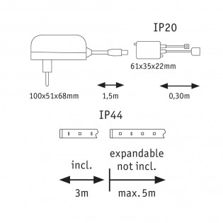 LED Strip 3 metres MaxLED Basic Set RGBW IP44 (20W)