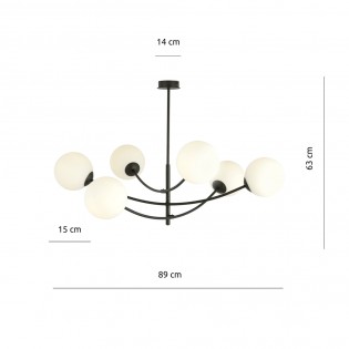 Helm-Opal-Kronleuchter (6 Lichter)