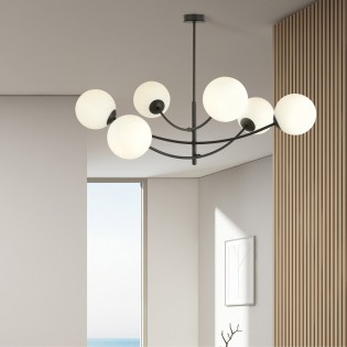 Helm-Opal-Kronleuchter (6 Lichter)