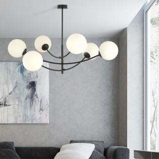 Helm-Opal-Kronleuchter (6 Lichter)