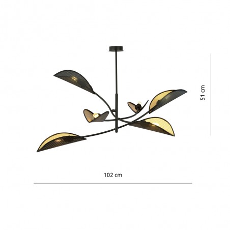 Lámpara de araña Flik Negro (6 luces)