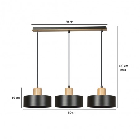 Pendant Track Lamp Torino Black (3 lights)