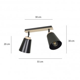 Tasla Black Deckenleiste (2 Leuchten)