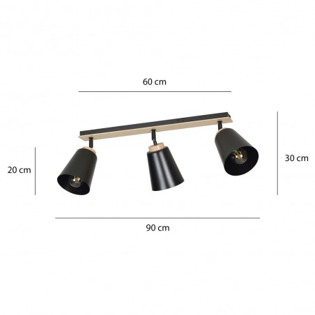 Ceiling Track Light Tasla Black (3 lights)