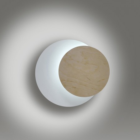 Wandleuchte Aura Weiß+Holz