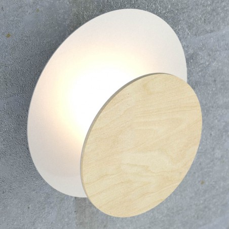 Wandleuchte Aura Weiß+Holz
