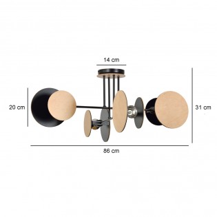 Ceiling Flush Light Olante Black (4 lights)
