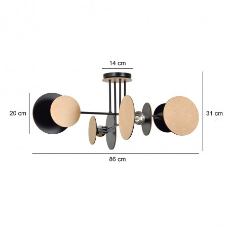 Ceiling Flush Light Olante Black (4 lights)
