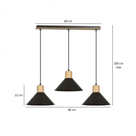 Ceiling Track Lamp Piamonte Black (3 lights)