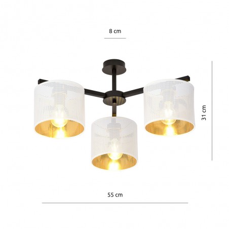 Ceiling Flush Light Rivera Blanc/Gold (3 lights)
