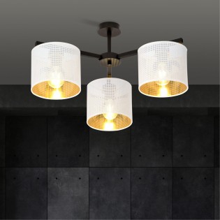 Ceiling Flush Light Rivera Blanc/Gold (3 lights)