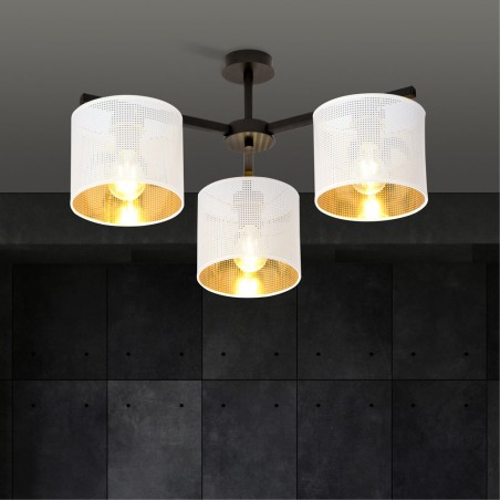 Ceiling Flush Light Rivera Blanc/Gold (3 lights)