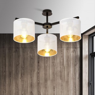 Ceiling Flush Light Rivera Blanc/Gold (3 lights)