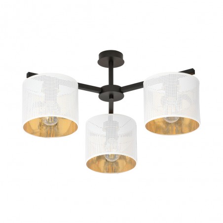 Ceiling Flush Light Rivera Blanc/Gold (3 lights)