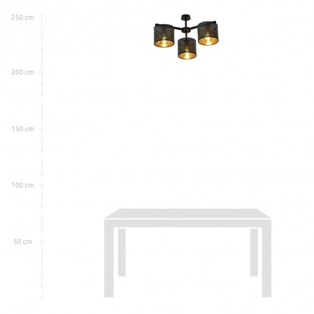 Ceiling Flush Light Rivera Black/Gold (3 lights)