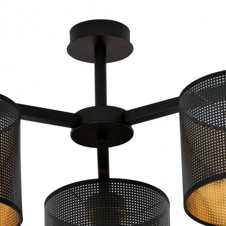 Ceiling Flush Light Rivera Black/Gold (3 lights)
