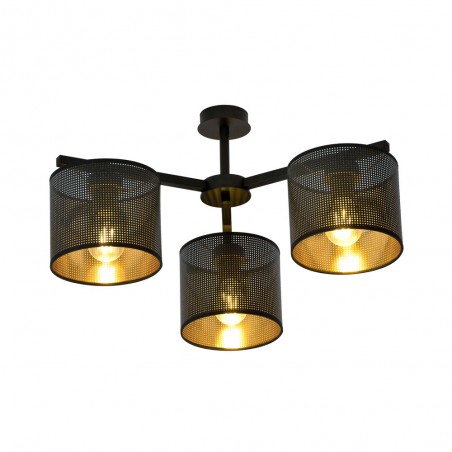 Ceiling Flush Light Rivera Black/Gold (3 lights)