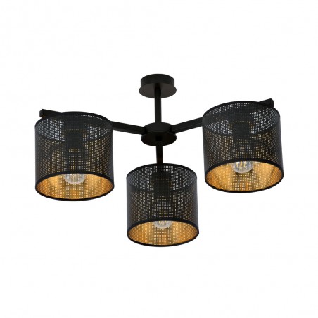 Ceiling Flush Light Rivera Black/Gold (3 lights)