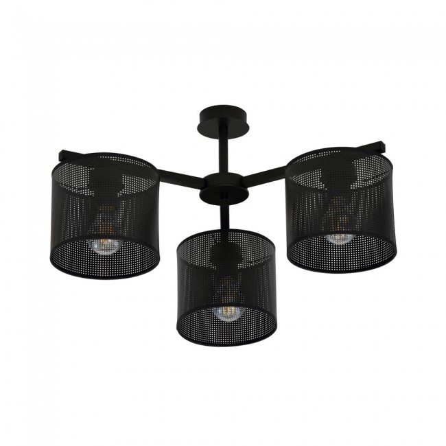 Ceiling Flush Light Rivera Black (3 lights)