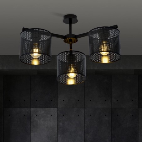 Ceiling Flush Light Rivera Black (3 lights)