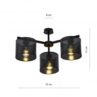 Ceiling Flush Light Rivera Black (3 lights)
