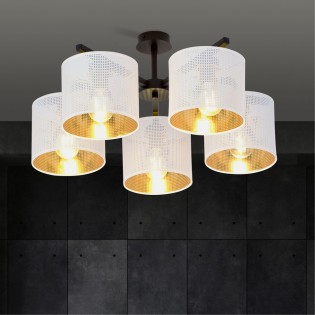 Ceiling Flush Light Rivera White/Gold (5 lights)