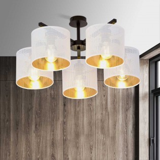 Ceiling Flush Light Rivera White/Gold (5 lights)