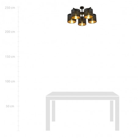 Ceiling Flush Light Rivera Black/Gold (5 lights)