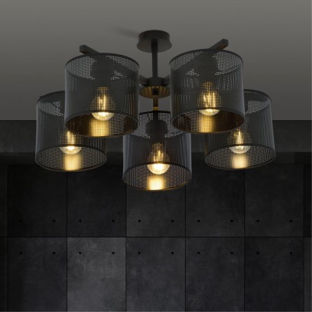 Ceiling Flush Light Rivera Black (5 lights)