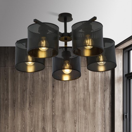 Ceiling Flush Light Rivera Black (5 lights)