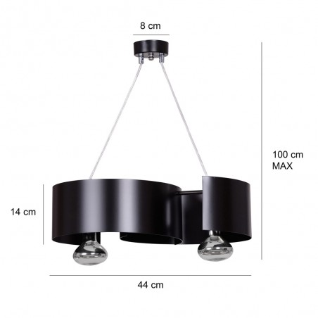 Lámpara colgante Bisón Negro (2 luces)