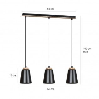 Ceiling Track Lamp Lasso Black (3 lights)