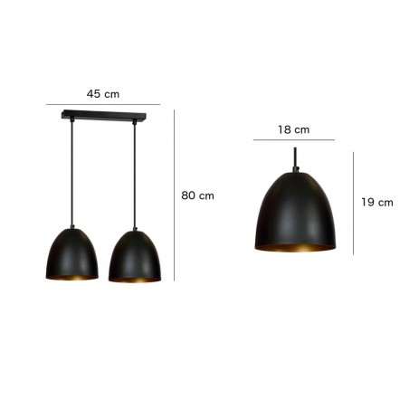 Ceiling Track Lamp Jonix Black/Gold (2 lights)