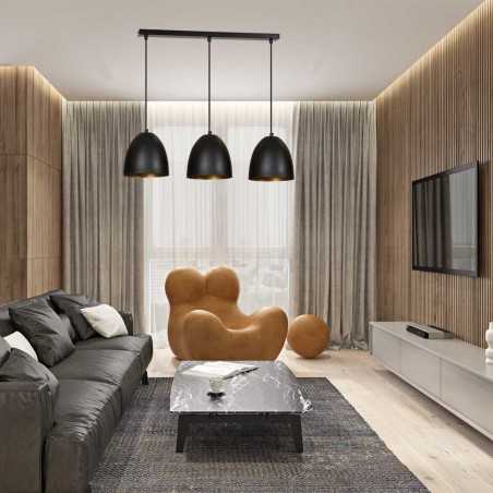 Ceiling Track Lamp Jonix Black/Gold (3 lights)