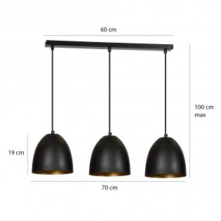 Ceiling Track Lamp Jonix Black/Gold (3 lights)