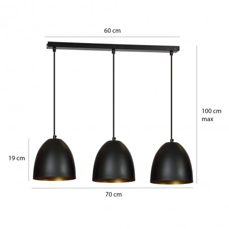 Jonix Deckenleiste Schwarz/Gold (3 Leuchten)