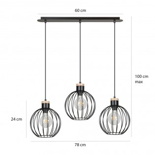 Regleta de techo Antilla Negro (3 luces)