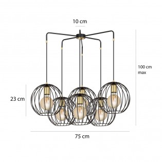 Pendant Lamp Balora Black (6 lights)