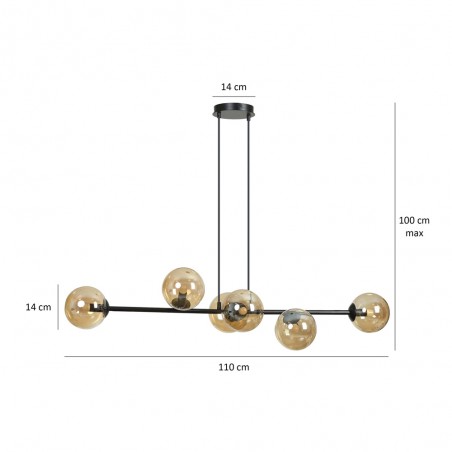 Ceiling Lamp Palma Amber (6 lights)