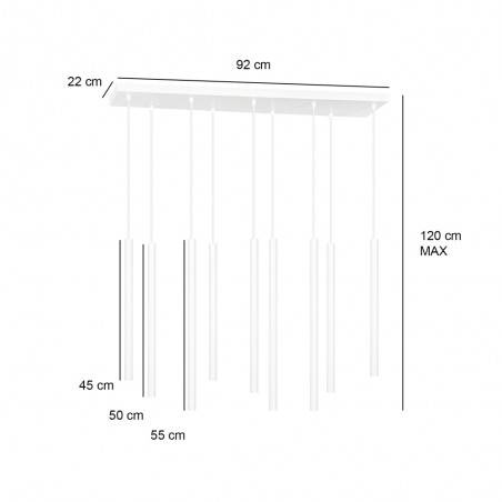 Ceiling Track Lamp Tizo Black (9 lights)
