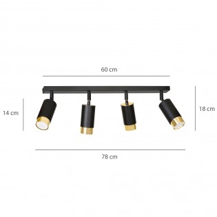 Spotlight Track Lamp Mura Black/Gold (4 lights)