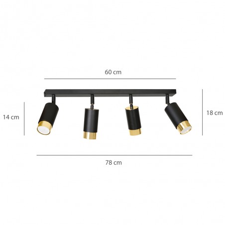 Spotlight Track Lamp Mura Black/Gold (4 lights)