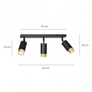 Mura Strahlerleiste Schwarz/Gold (3 Lichter)